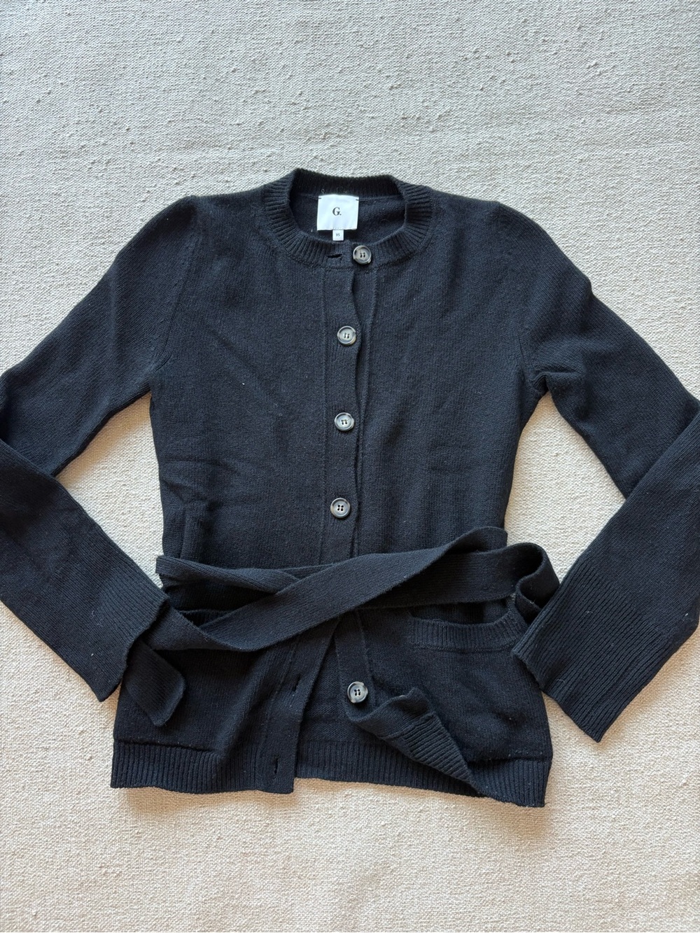 G-Label Black Belted Cardigan Sweater